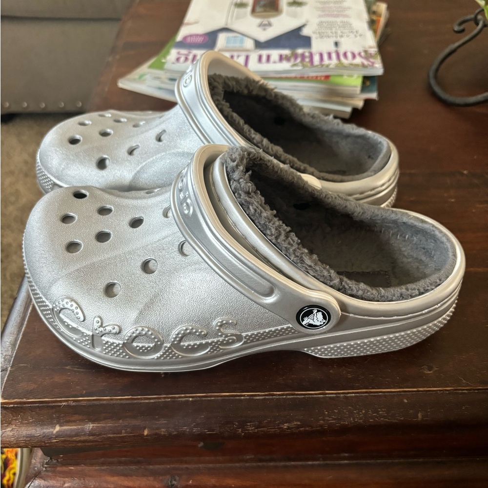 Lined Crocs.